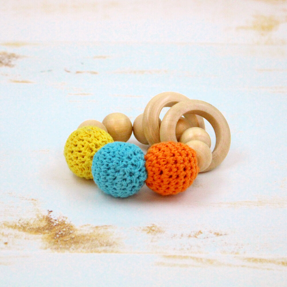 Stuffed Rattle Rings Wooden Teether and Rattle Rings – AllThingsBaby.com
