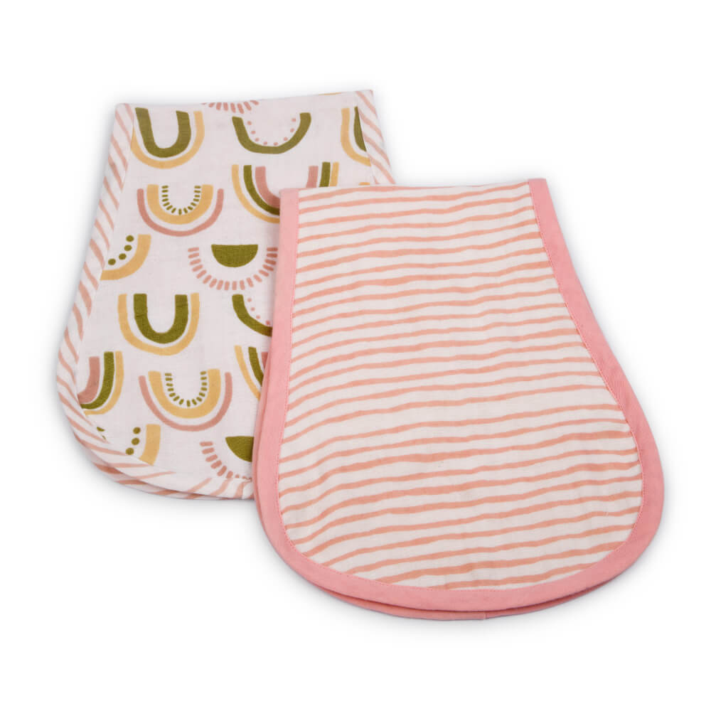 Kokolo Organic Muslin &amp; Naturally Dyed Burp Cloths (Set of 2) - Sea of Dreams &amp; Rocks &amp; Pebbles