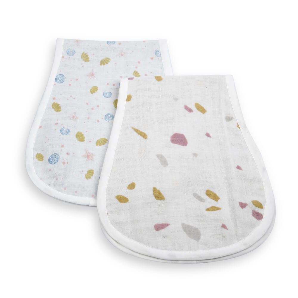 Kokolo Organic Muslin &amp; Naturally Dyed Burp Cloths (Set of 2) - You are my Sunshine &amp; I&