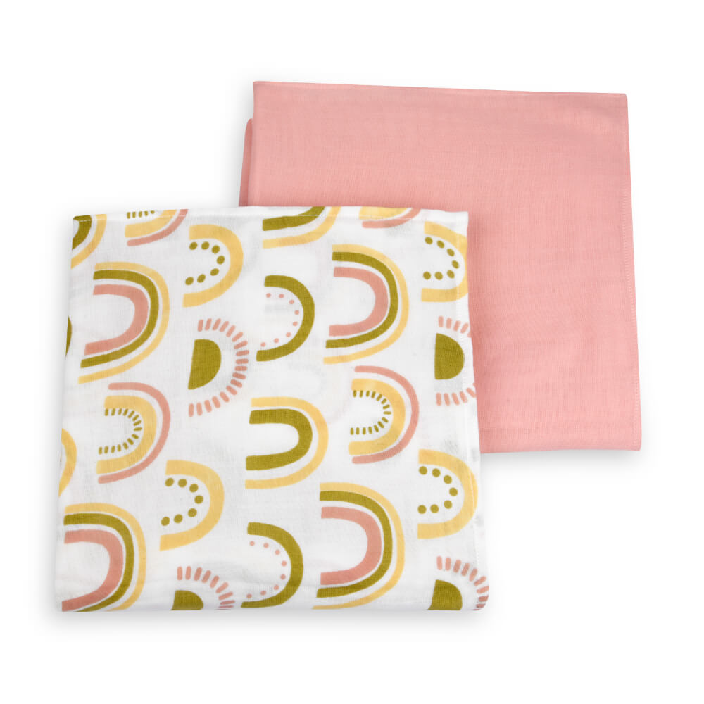 Organic Muslin & Naturally Dyed Swaddles - Set of 2