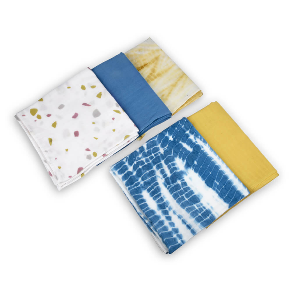 Organic Muslin & Naturally Dyed Swaddles - Set of 5