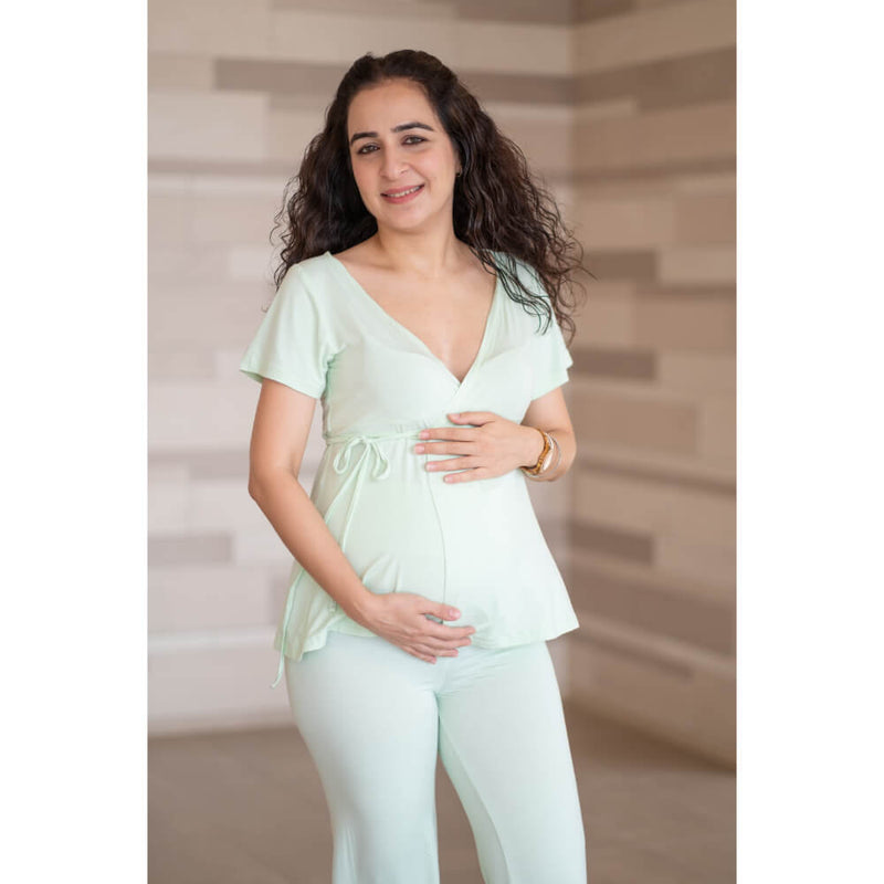 Maternity Wrap Top - Lime