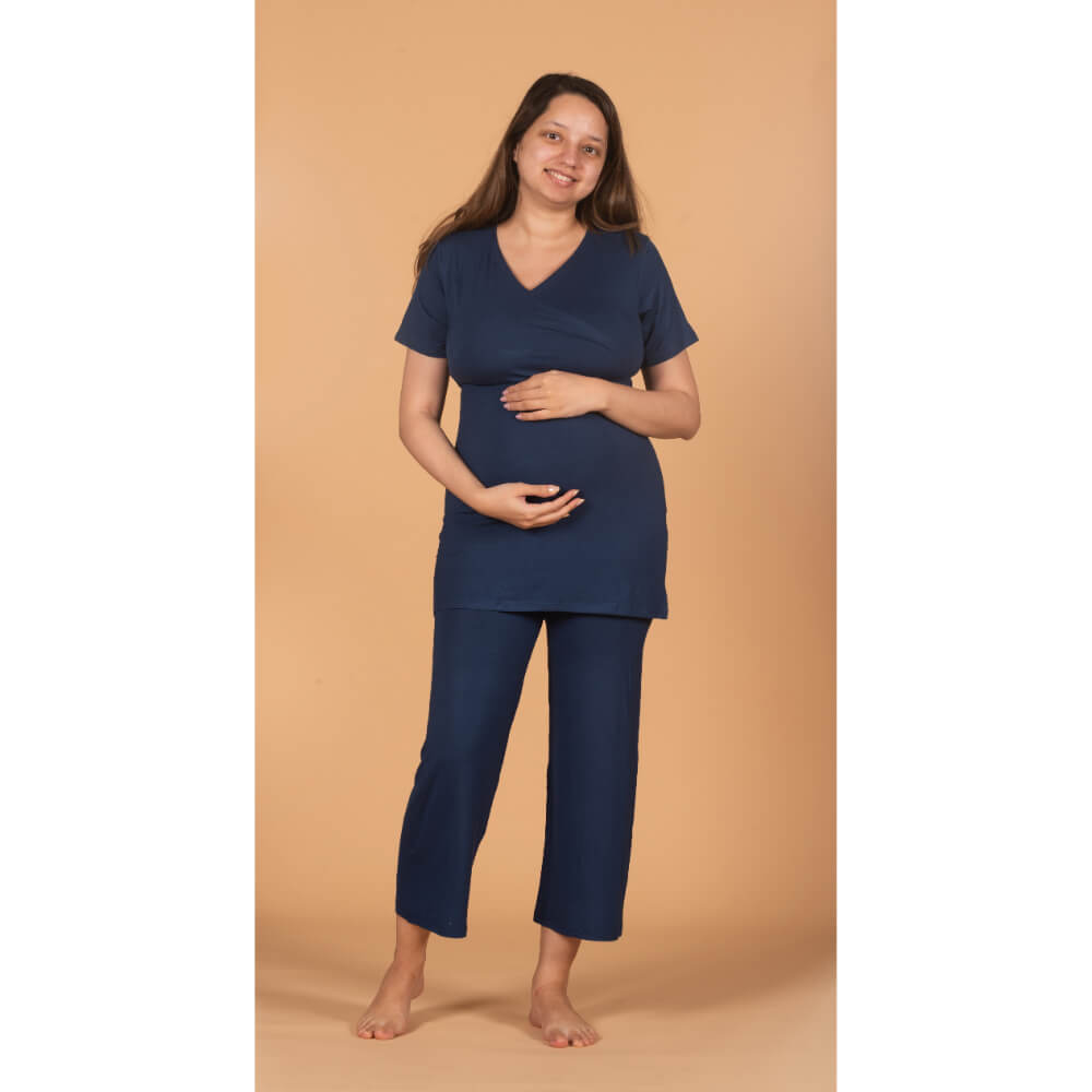 Block Hop Maternity Co-Ord Set - Blue