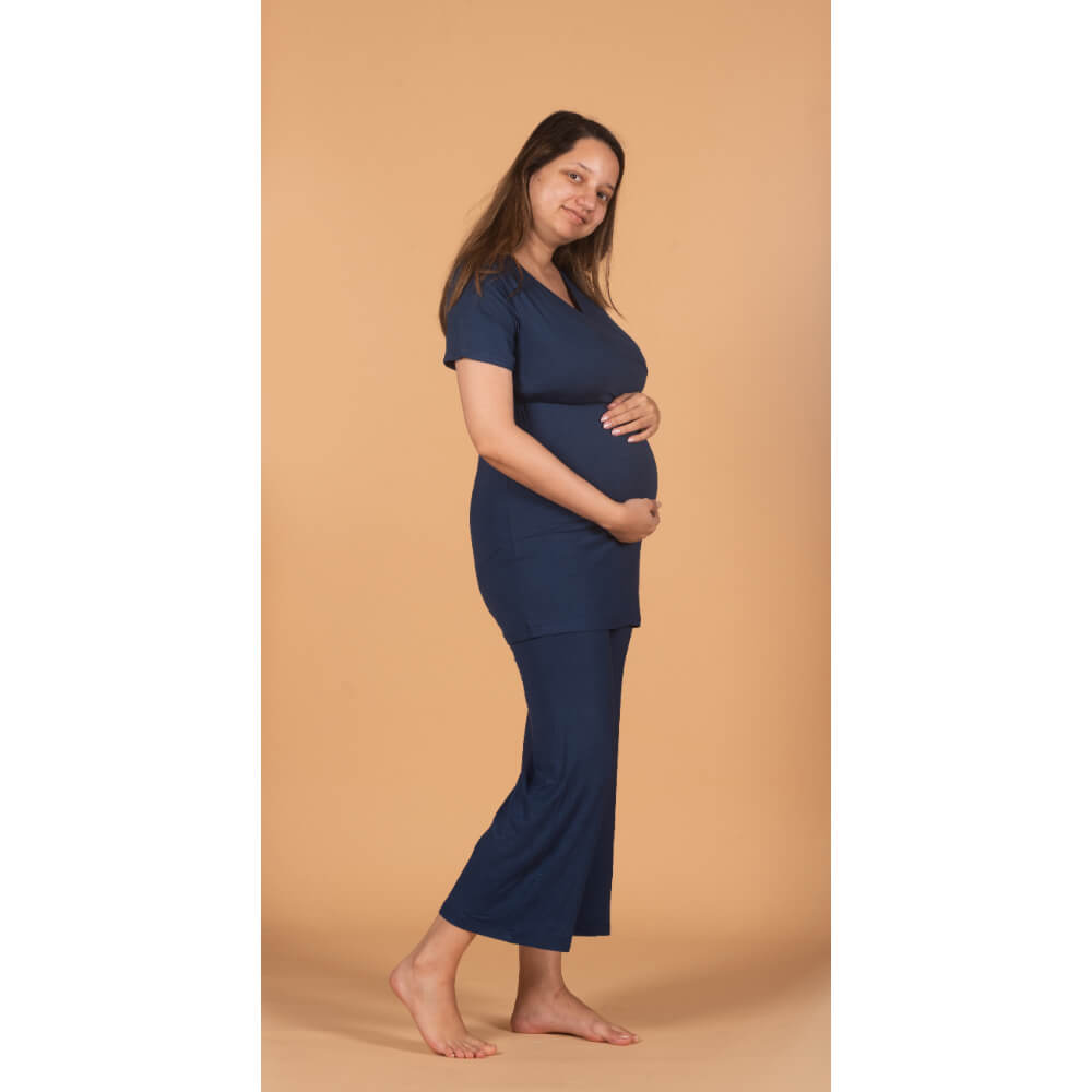 Block Hop Maternity Co-Ord Set - Blue