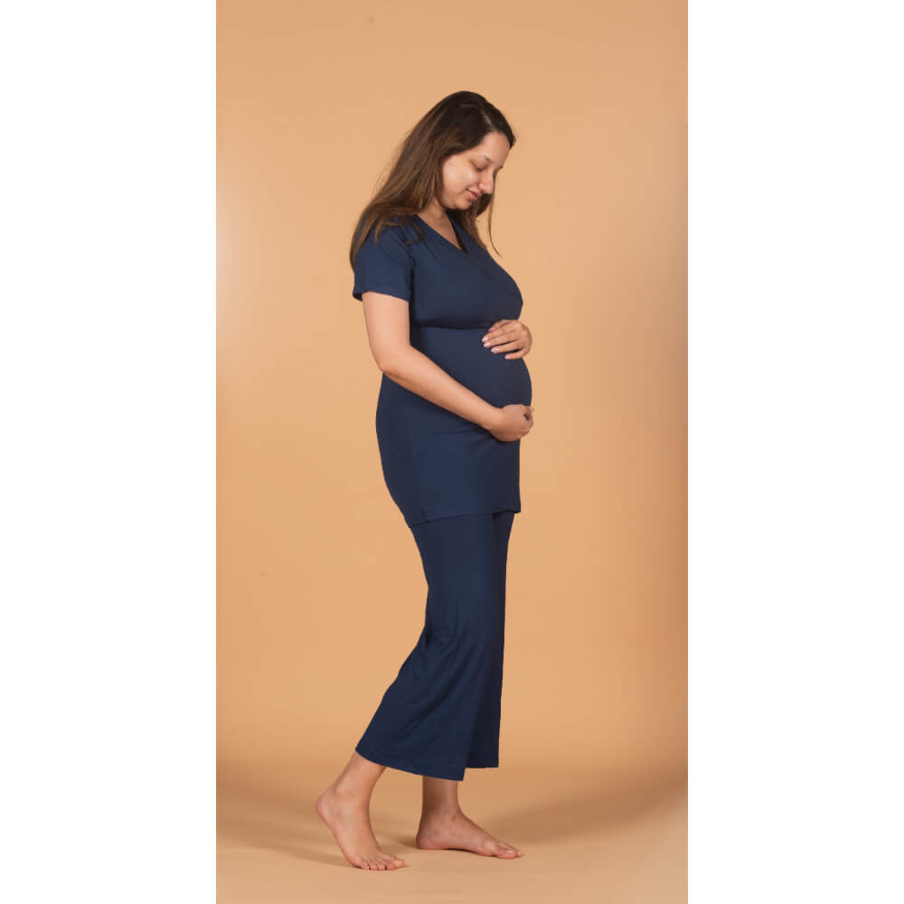 Block Hop Maternity Pants - Blue