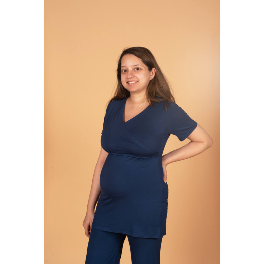 Block Hop Maternity Top - Blue