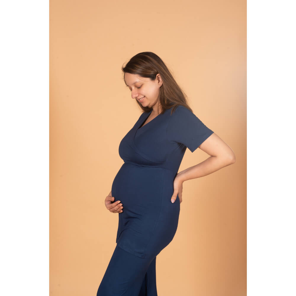 Block Hop Maternity Top - Blue