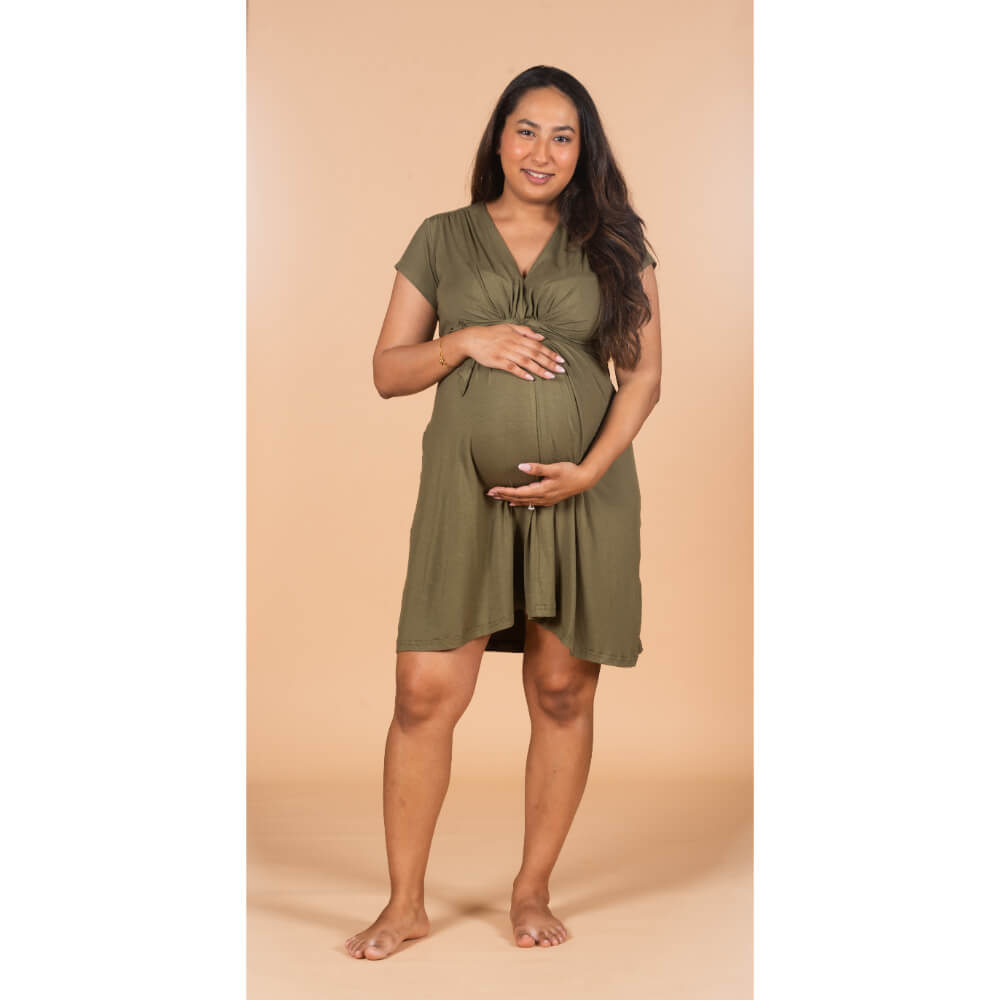 Block Hop Maternity Everyday Dress - Olive