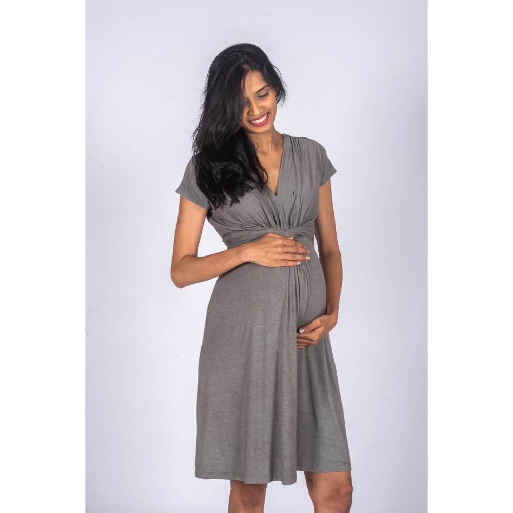 Block Hop Maternity Everyday Dress - Grey