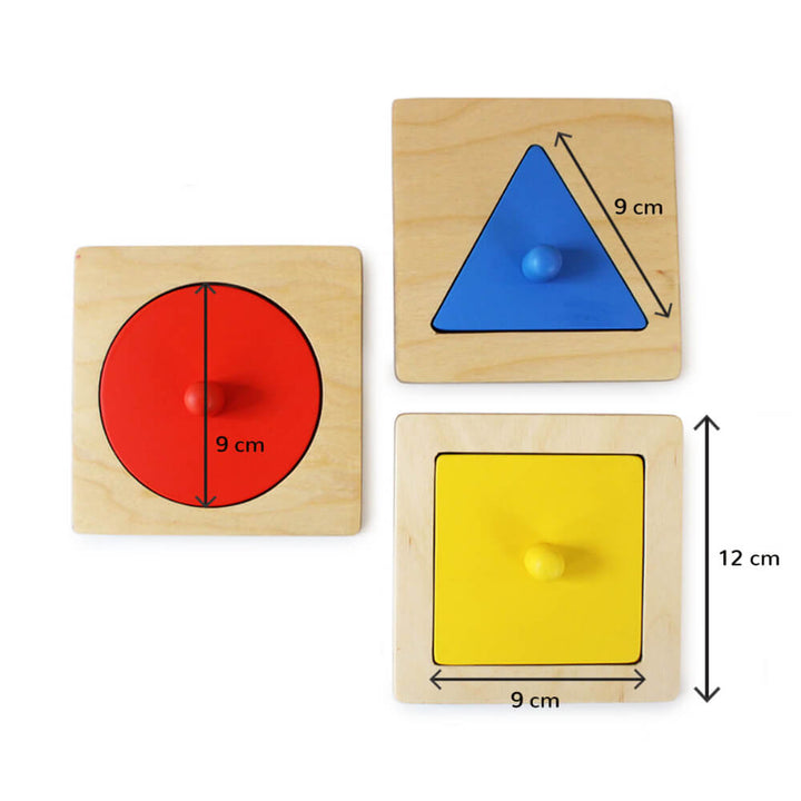 Montessori Wooden Shapes Peg Puzzle - Set of 3