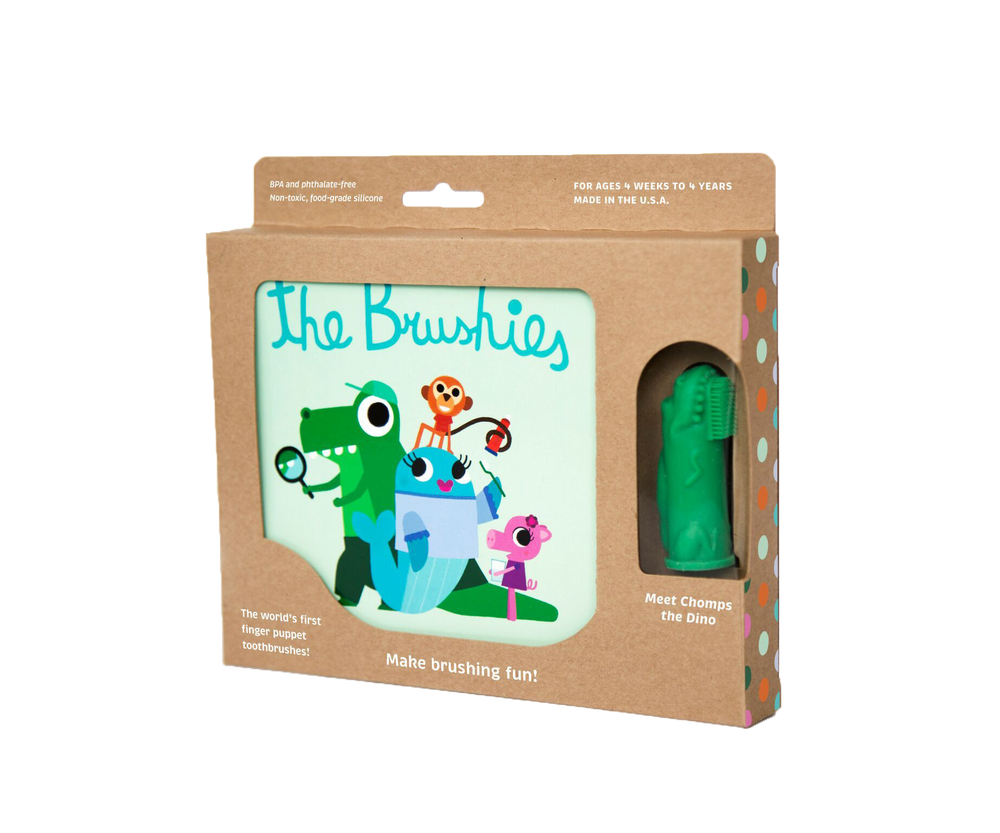 The Brushies Chomps the Dino Finger Toothbrush and English Book