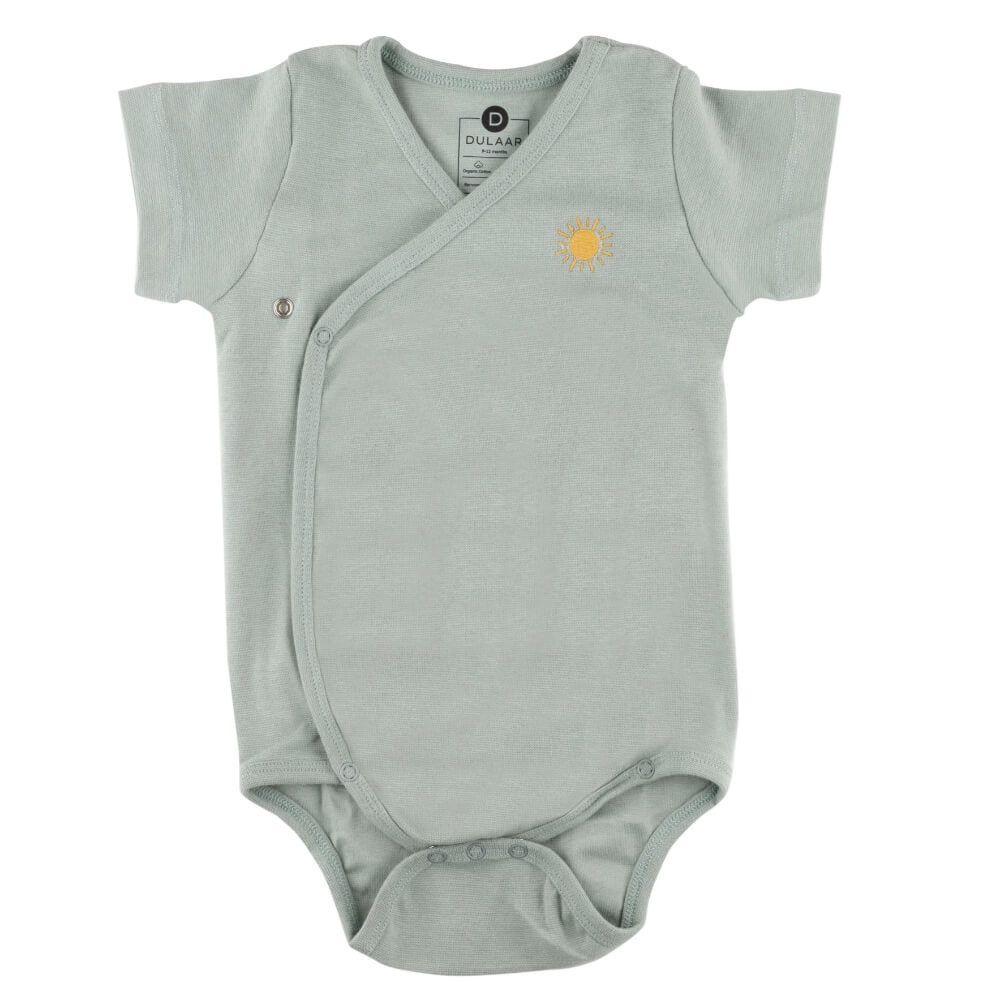 Dulaar Organic Ribbed Cotton Onesie - Natural Sage