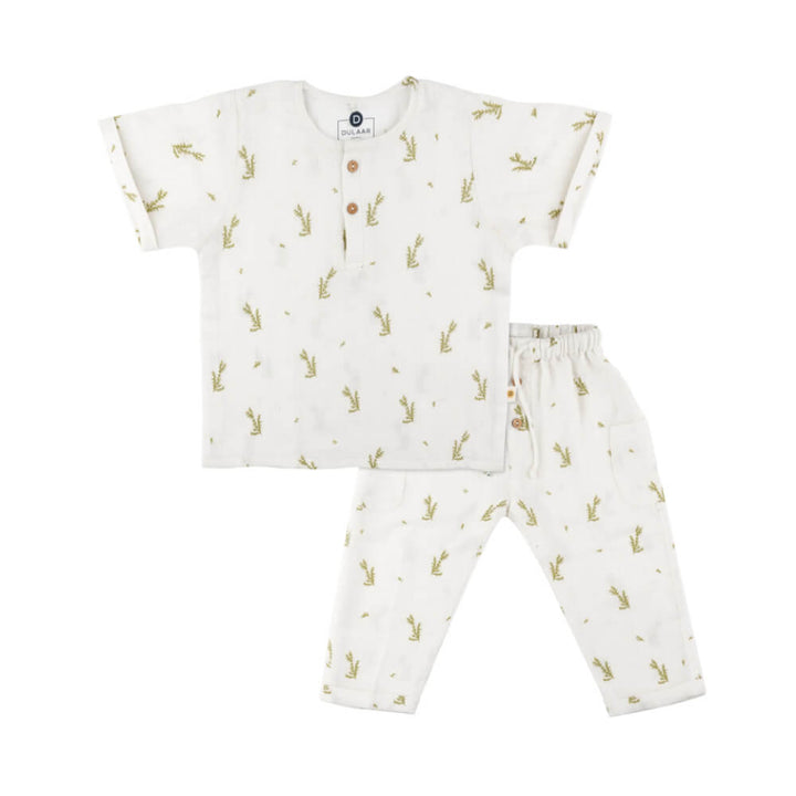 Dulaar Organic Muslin Joggers Set - Green Zen