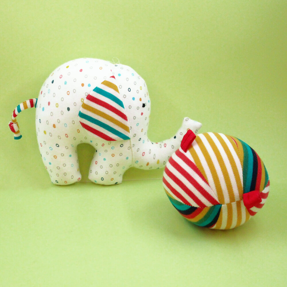 Ele and Ball Rattle Organic Plush Toy