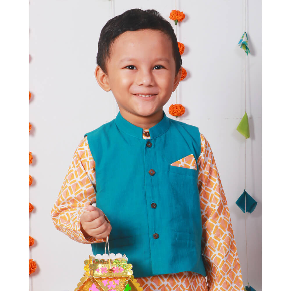 Miko Lolo Genda Kurta with Churidaar & Ambar Nehru Jacket