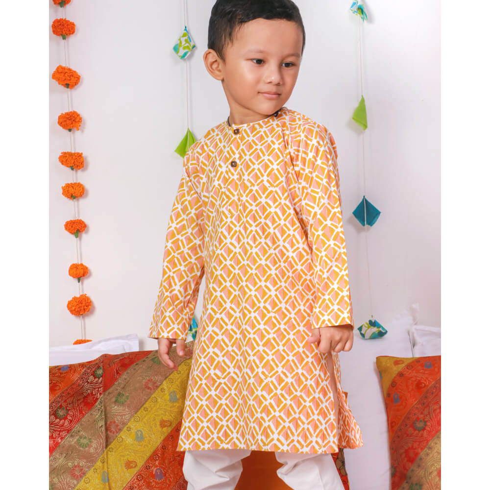 Miko Lolo Genda Kurta with Churidaar & Ambar Nehru Jacket