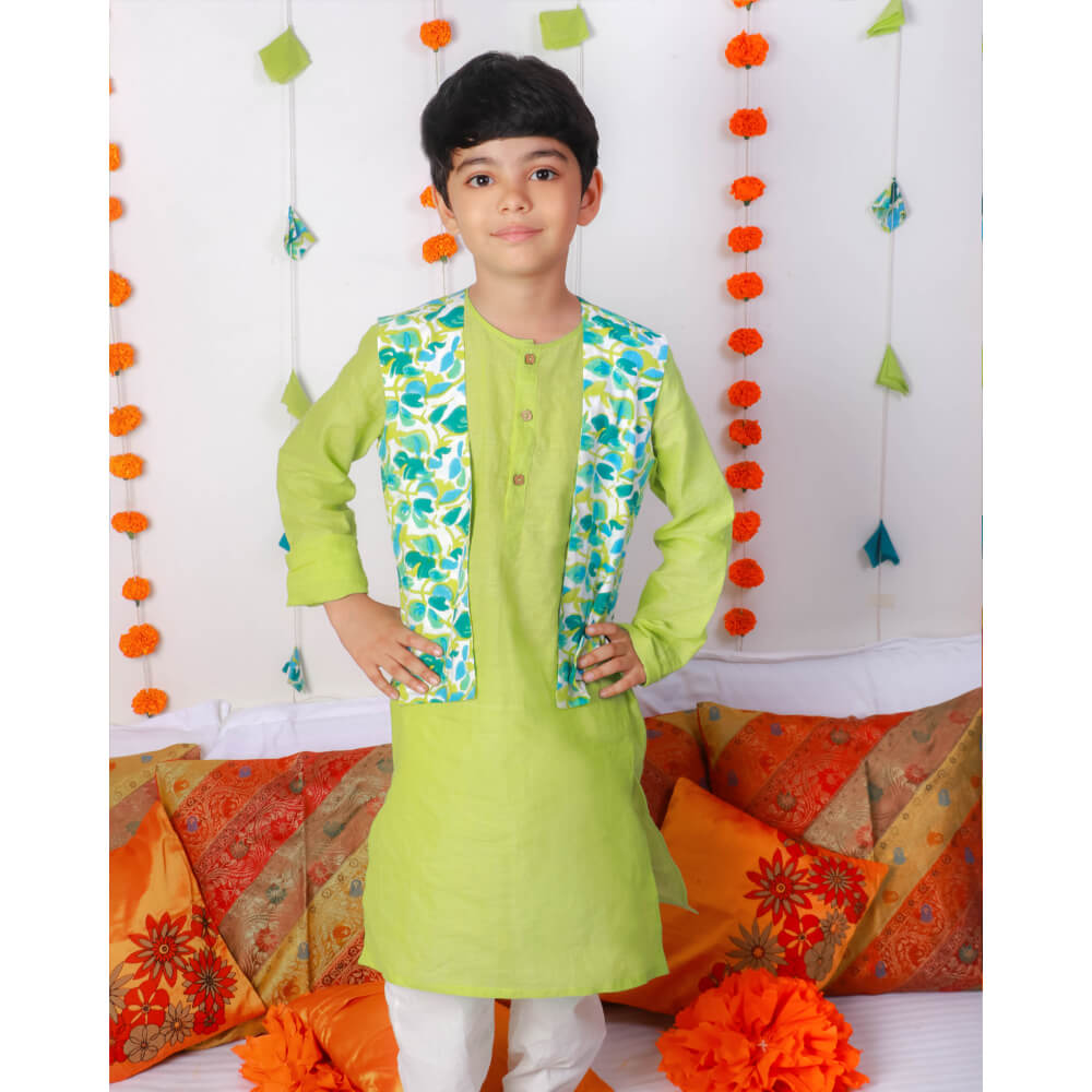 Nimbu Kurta with Pyjama & Gul Casual Jacket