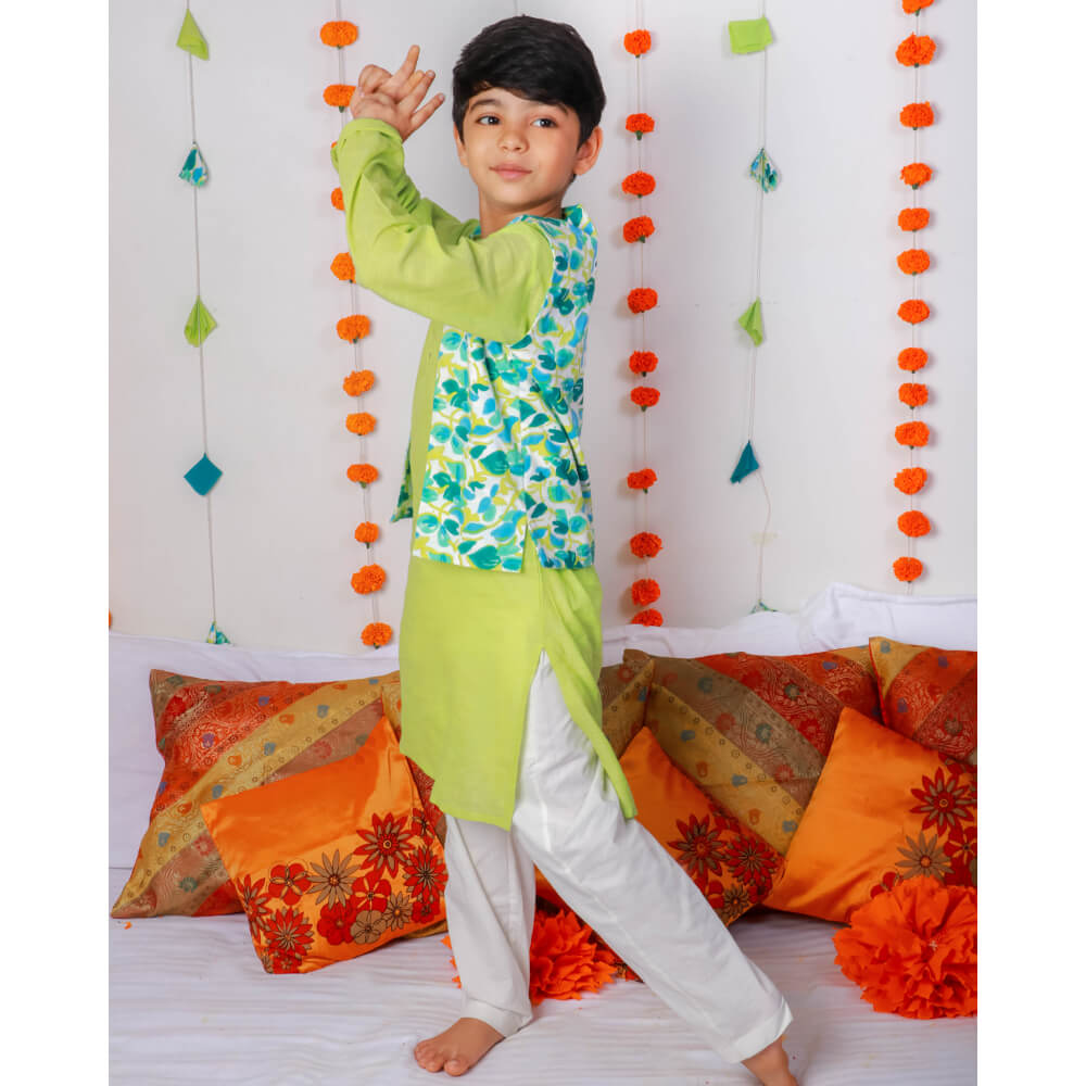 Nimbu Kurta with Pyjama & Gul Casual Jacket