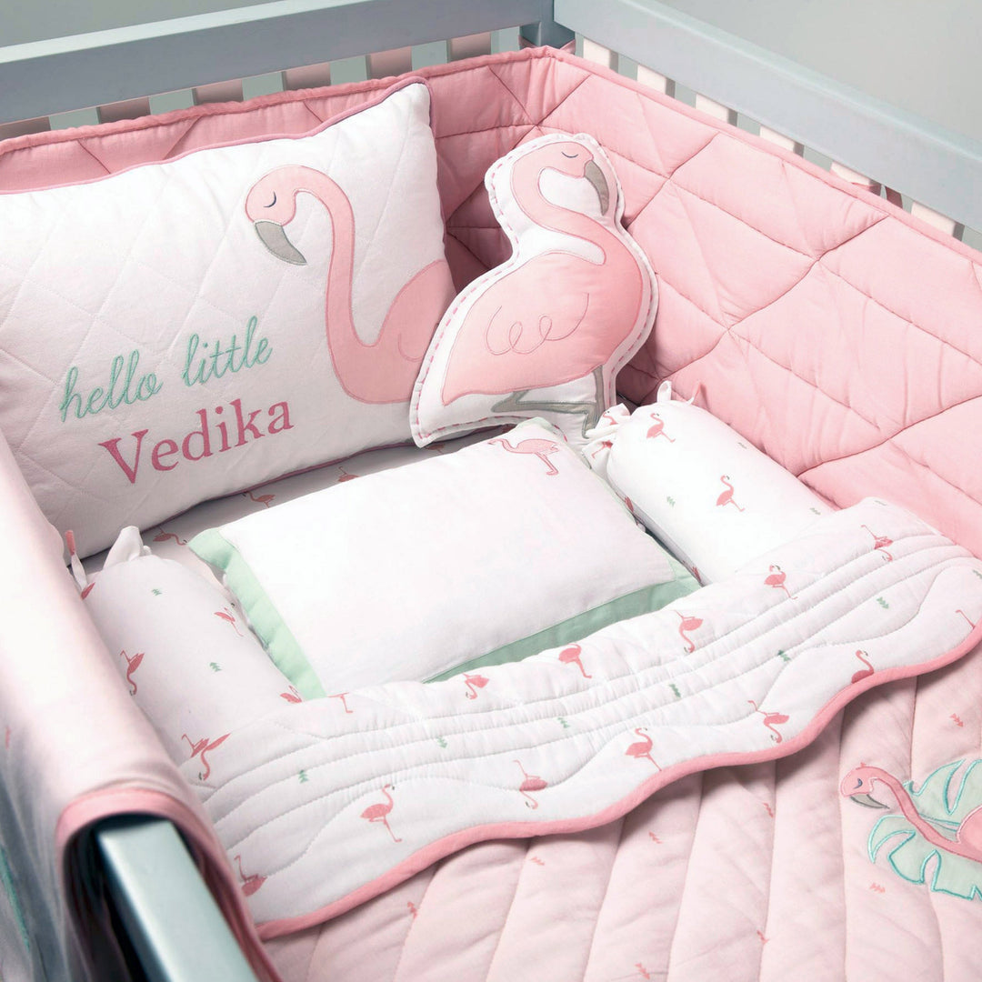 Organic Cotton Cot Bedding Set – Hello Flamingo