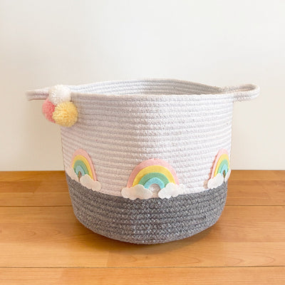 Rainbows Rope Personalised Storage Basket - Grey