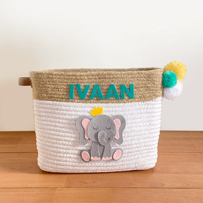 Elephant Jute & Cotton Rope Storage Basket