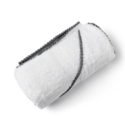 Bamboo Cotton Pom Pom Hooded Towel - Grey