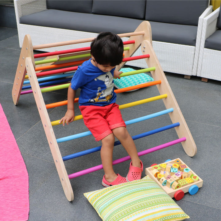 Wooden Rainbow Pikler Triangle