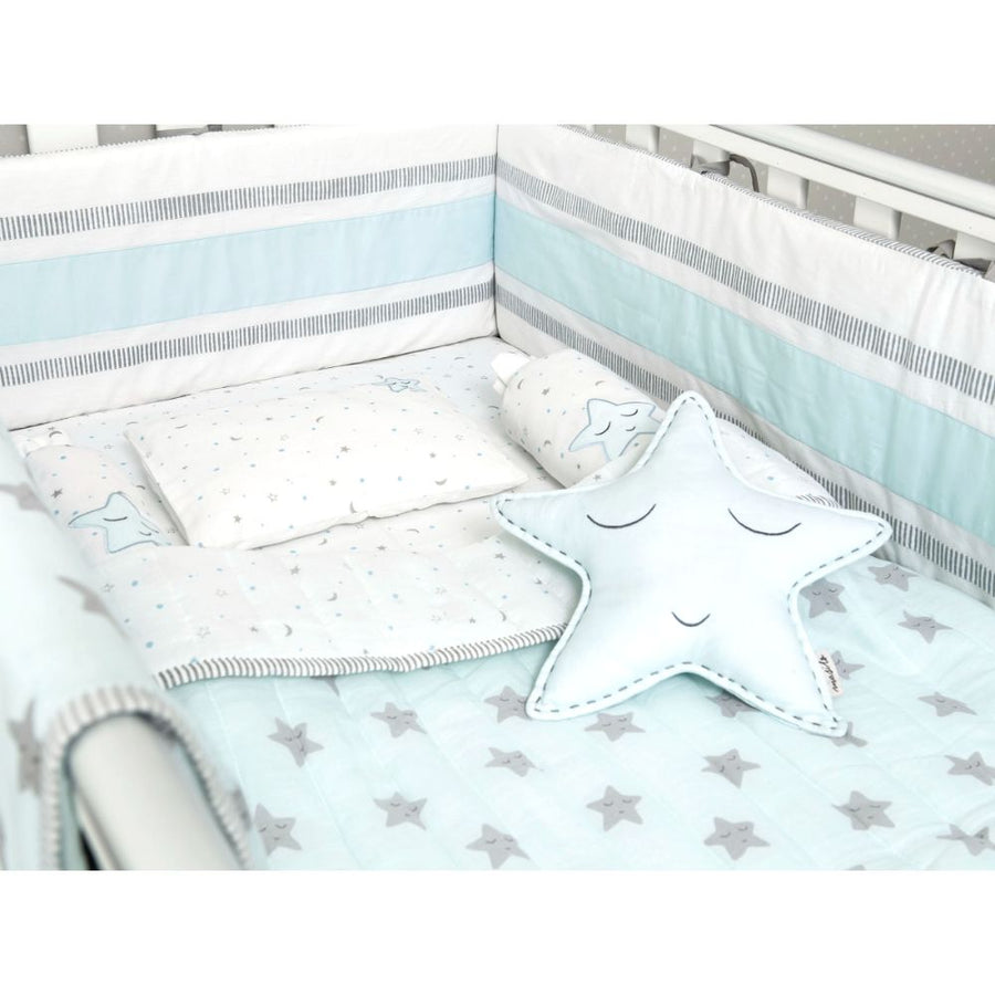 Organic Cotton Cot Bedding Set – Sleepy Star (Blue)