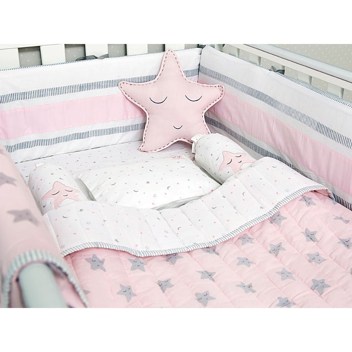 Masilo Organic Cotton Cot Bedding Set – Sleepy Star (Pink)