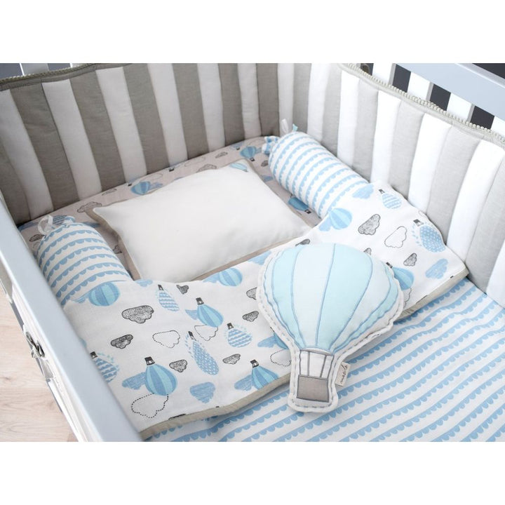 Masilo Organic Muslin Cot Bedding Set – Up, Up &amp; Away (Blue)