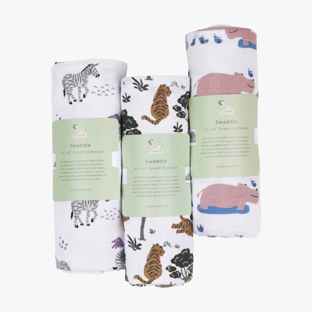 Organic Muslin Swaddles (Set of 3) – Safari