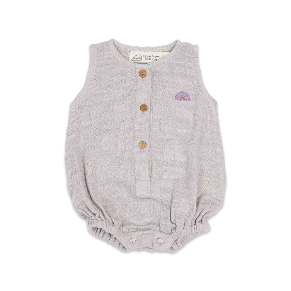 Organic Muslin Baby Romper - Grey