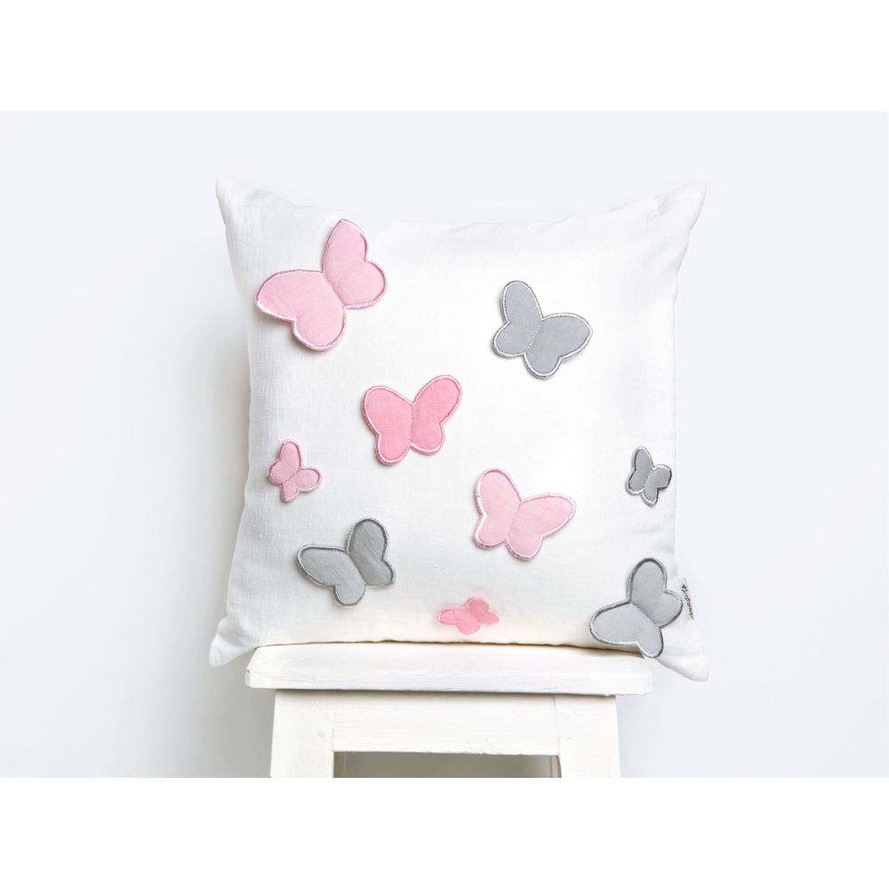 Masilo Linen Throw Cushion - Dancing Butterflies
