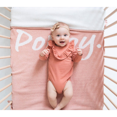 Organic Personalized Knitted Blanket: Misty Rose & Coconut