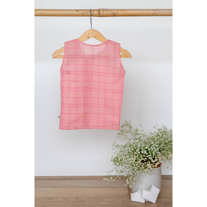 Song in your Heart Unisex Jhabla in Pink Handwoven Cotton Checks