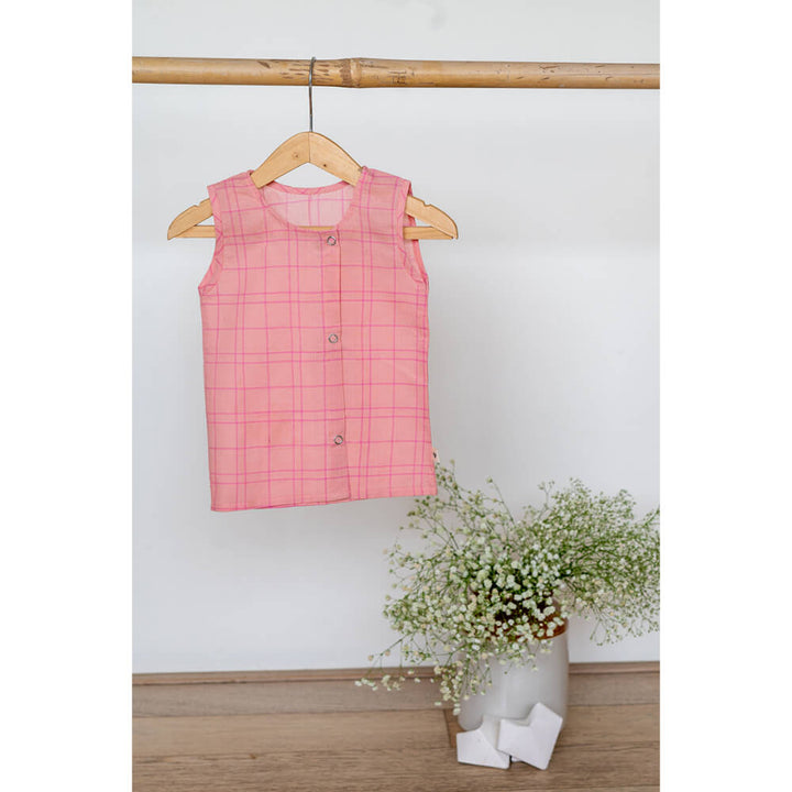 Song in your Heart Unisex Jhabla in Pink Handwoven Cotton Checks