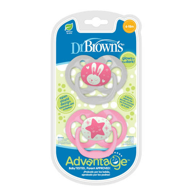 Dr. Brown's Advantage Stage 2 Glow in the Dark Pacifier (Pack of 2)