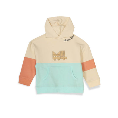 Planet First Colour Blocked Unisex Hoodie - Off White