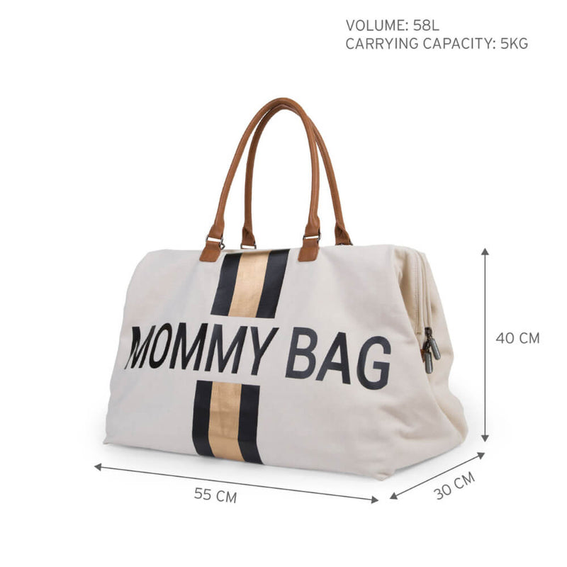 Childhome Mommy Bag Nursery Bag - Off White Stripes Black/Gold