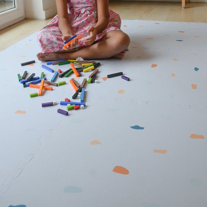 Coloured Terrazzo Set in Powder Playmat - Blue