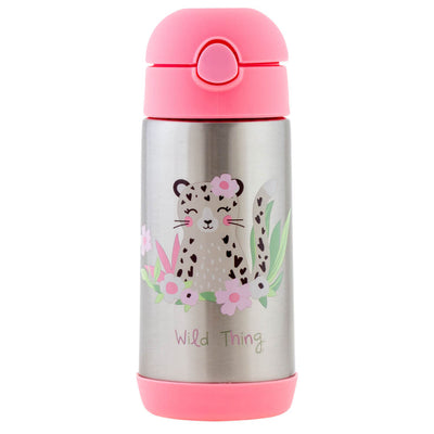 Skip Hop Toddler Sippy Cup with Straw, Sparks Stainless Steel Straw Bottle,  Strawberry