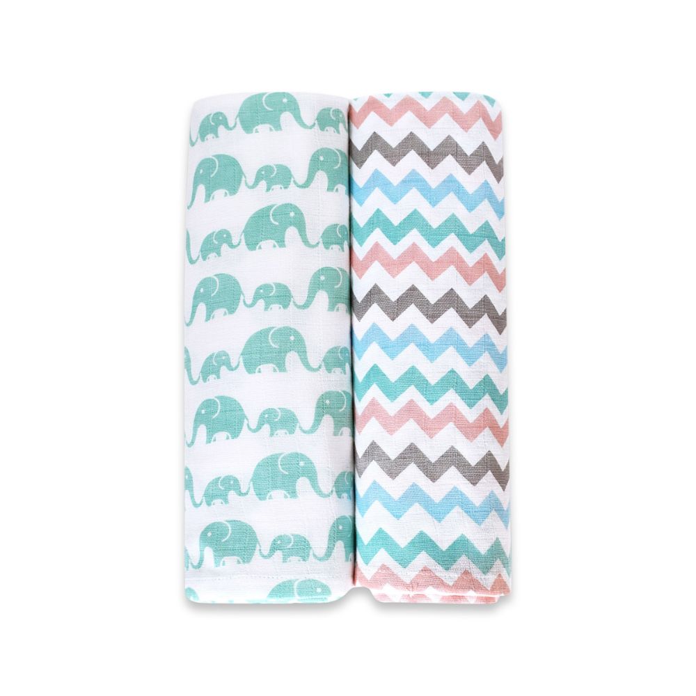 Organic Muslin Swaddles (Set of 2) - Elephant Parade