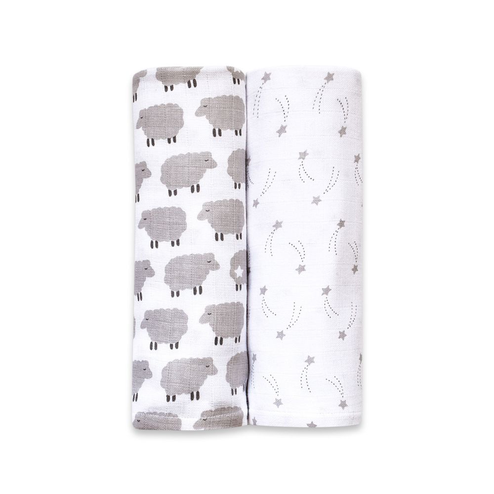 Masilo Organic Muslin Swaddles (Set of 2) - Counting Sheep