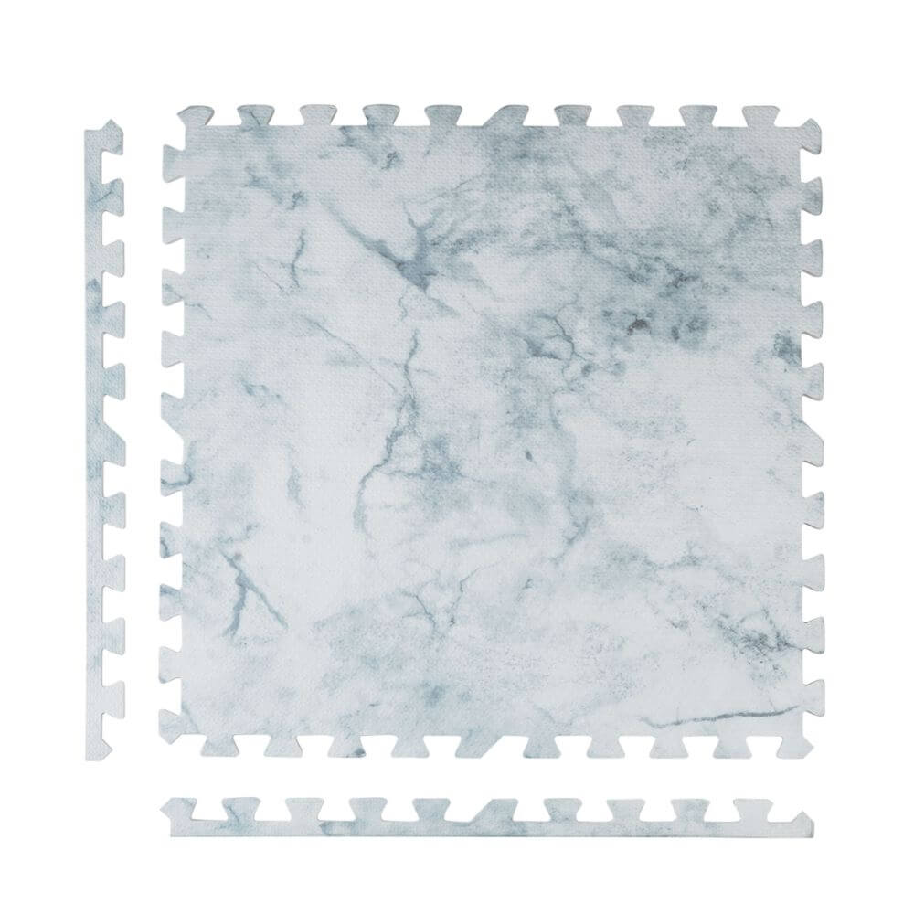 Interlocking Puzzle Mat Marble Print Grey