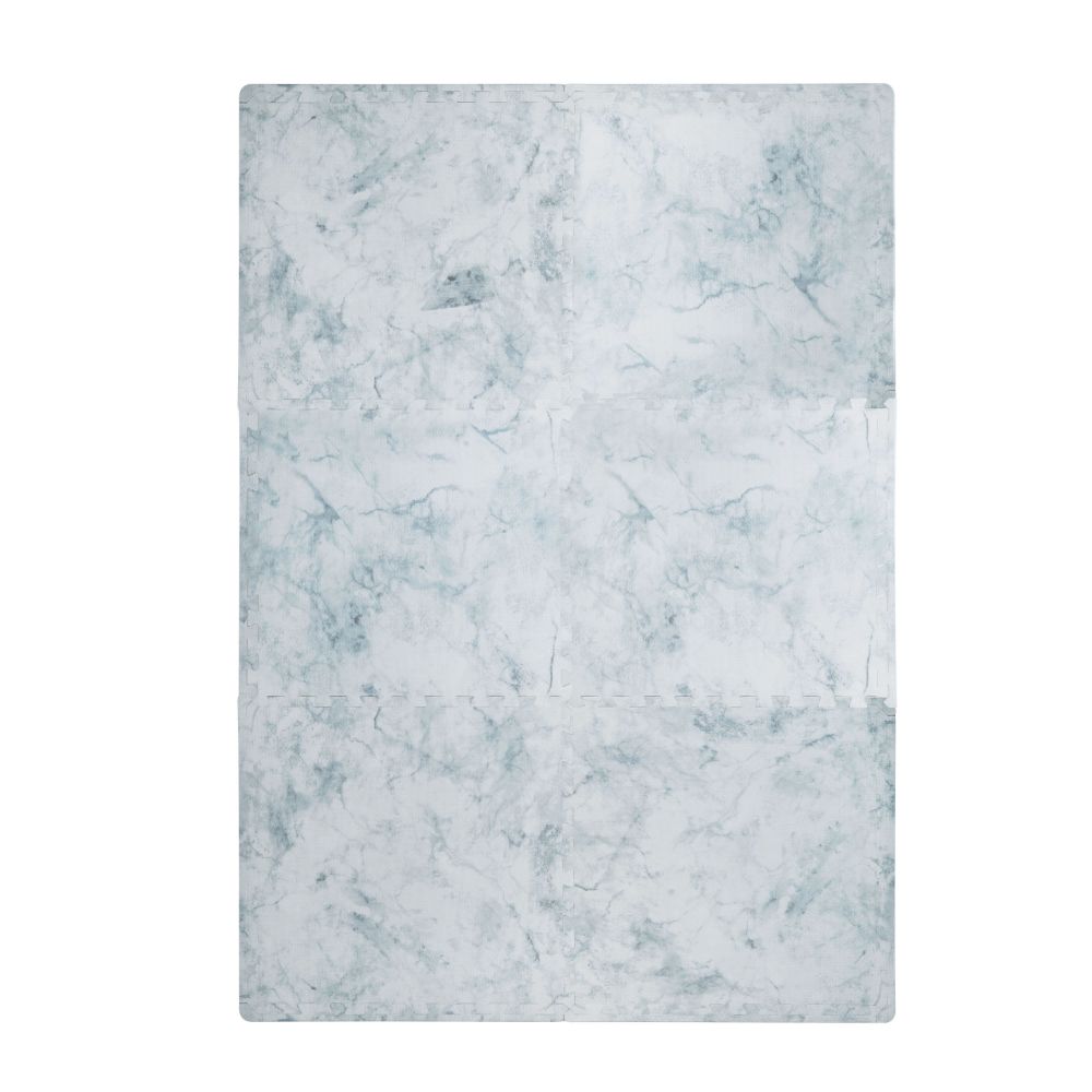 Interlocking Puzzle Mat Marble Print Grey