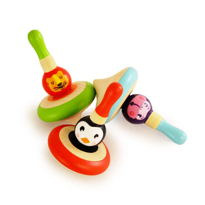 Wooden Animal Spin Tops