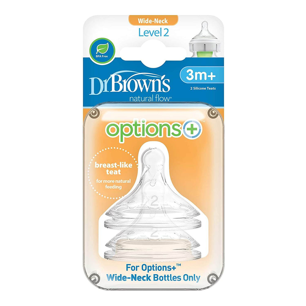 Dr. Brown's Natural Flow® Options +™ Baby Bottle Nipples, Wide-Neck