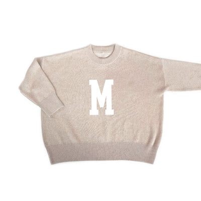 Womens Alphabet Jumper - Light Camel & Ivory