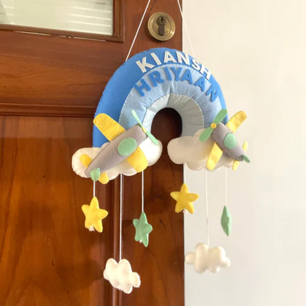 GWD Kids Two Little Airplanes Personalised Name Hanging
