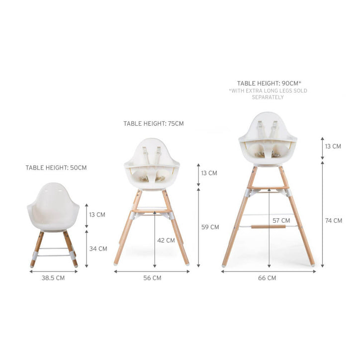 Childhome Evolu One.80° Rotating Highchair (50-75 Cm/*90 Cm) - Natural/White